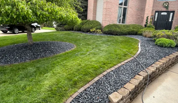 Well-maintained landscaping in front of a home